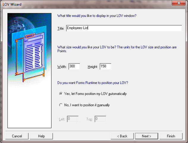 How to Create LOV in Oracle Forms Using Wizard ? -Add Title