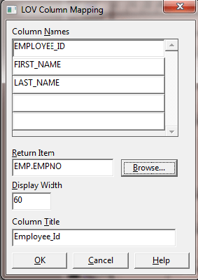 How to Create LOV in Oracle Forms Using Wizard ? -Lov Column mapping