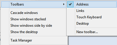 How to Add/Remove Toolbars from Taskbar