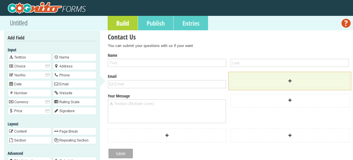 Cognito contact forms