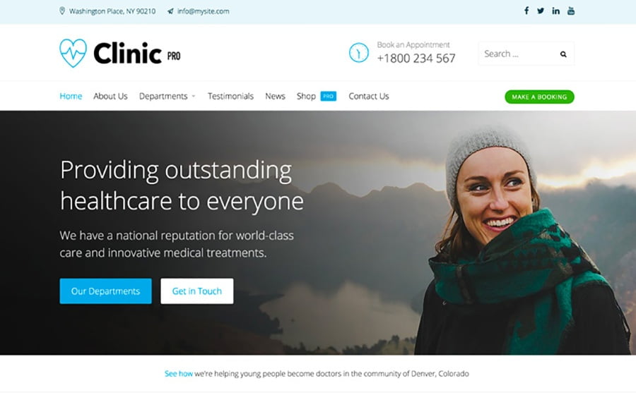 Top 20 Healthcare WordPress Themes For Multipurpose Usage 2 Clinic Pro WordPress Theme