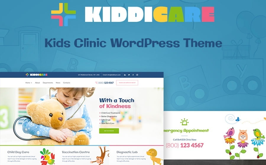Top 20 Healthcare WordPress Themes For Multipurpose Usage 12 KiddiCare WordPress Theme