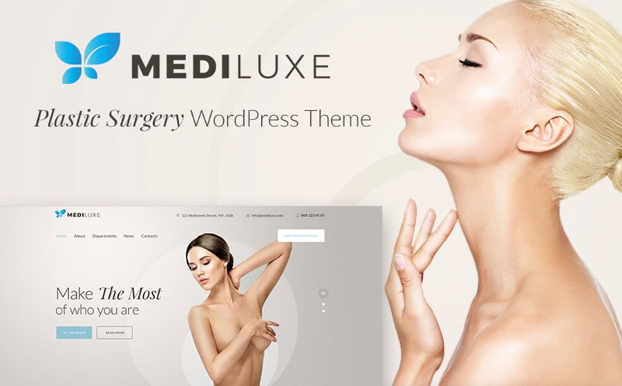 Top 20 Healthcare WordPress Themes For Multipurpose Usage 5 MediLuxe - Plastic Surgery WordPress Theme
