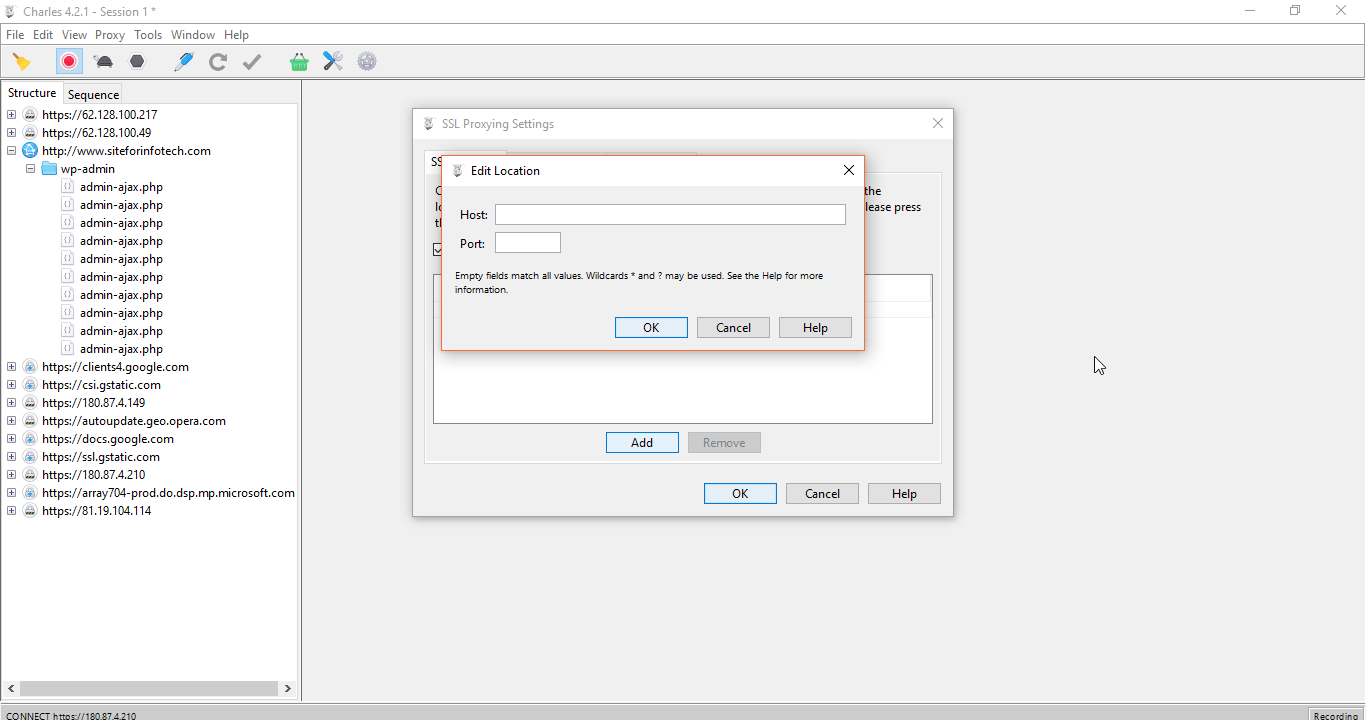 SSL Proxying settings