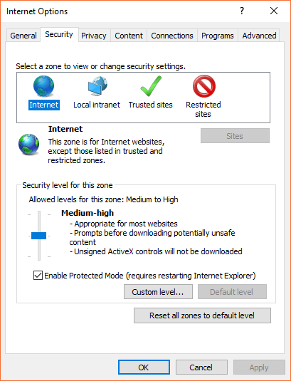 How to Write Selenium Webdriver Script in Java using Eclipse 2 Internet Options security settings