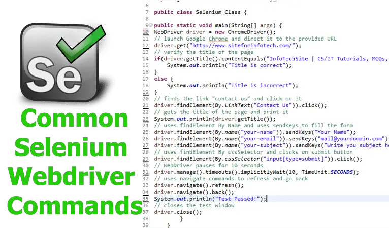 Selenium Webdriver Commands Required for Automated Testing