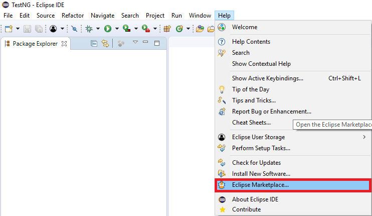 How to Install TestNG in Eclipse for Selenium Webdriver 7 Showing Eclipse Marketplace