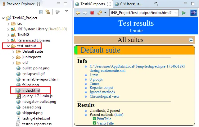 HTML Report | How to Create the First Test Case With TestNG in Eclipse