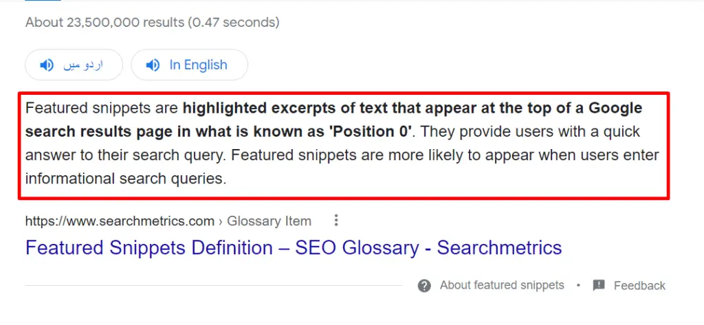 Feature snippets example