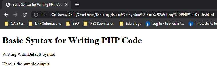 Default Syntax for Writing PHP Code Basic Syntax for Writing PHP Code