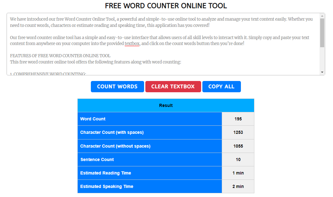 Character Count Online Tool